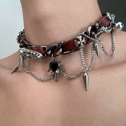 embossed leather necklace