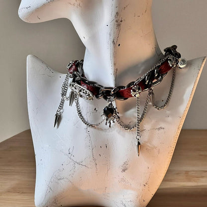embossed leather necklace