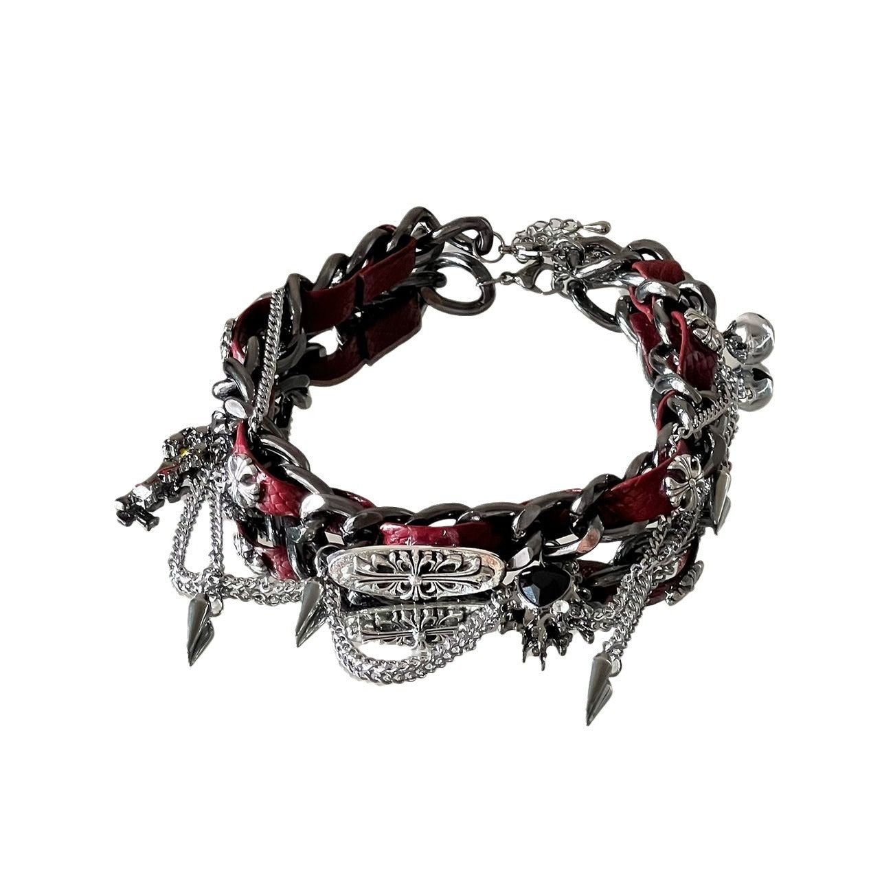 embossed leather necklace