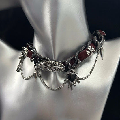 embossed leather necklace