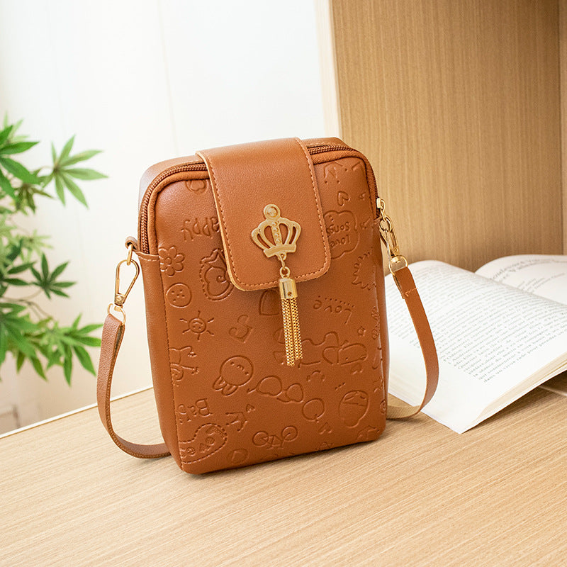 Embossed PU Crossbody Phone Bag