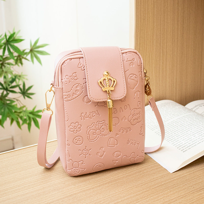 Embossed PU Crossbody Phone Bag