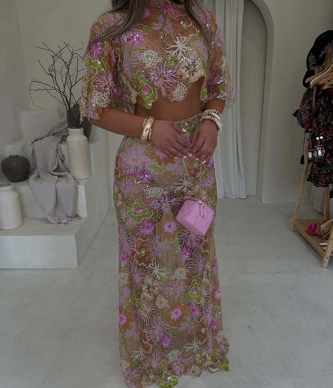 Embroidered and Beaded Heavy-Duty Party Dress Set