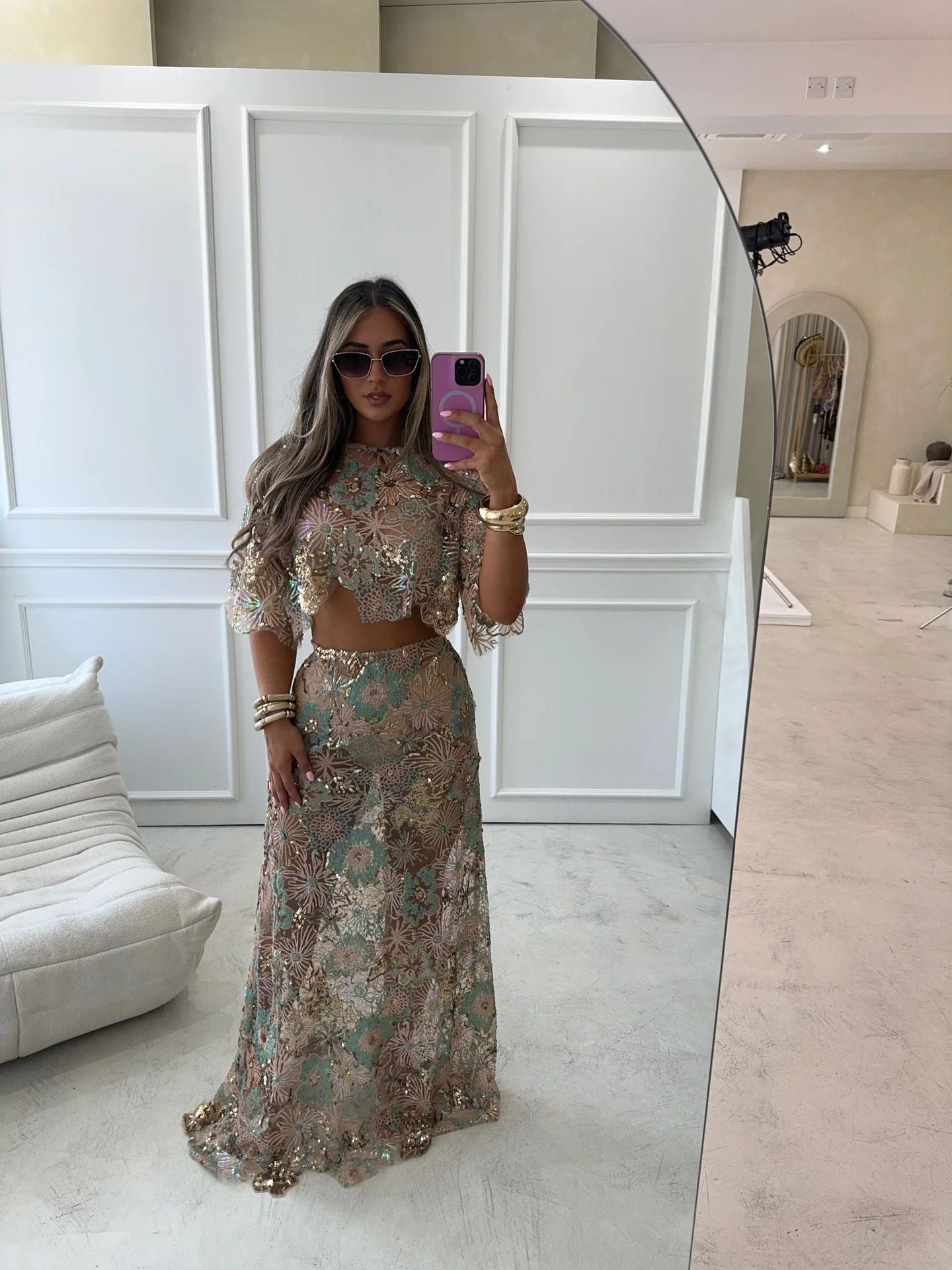 Embroidered and Beaded Heavy-Duty Party Dress Set
