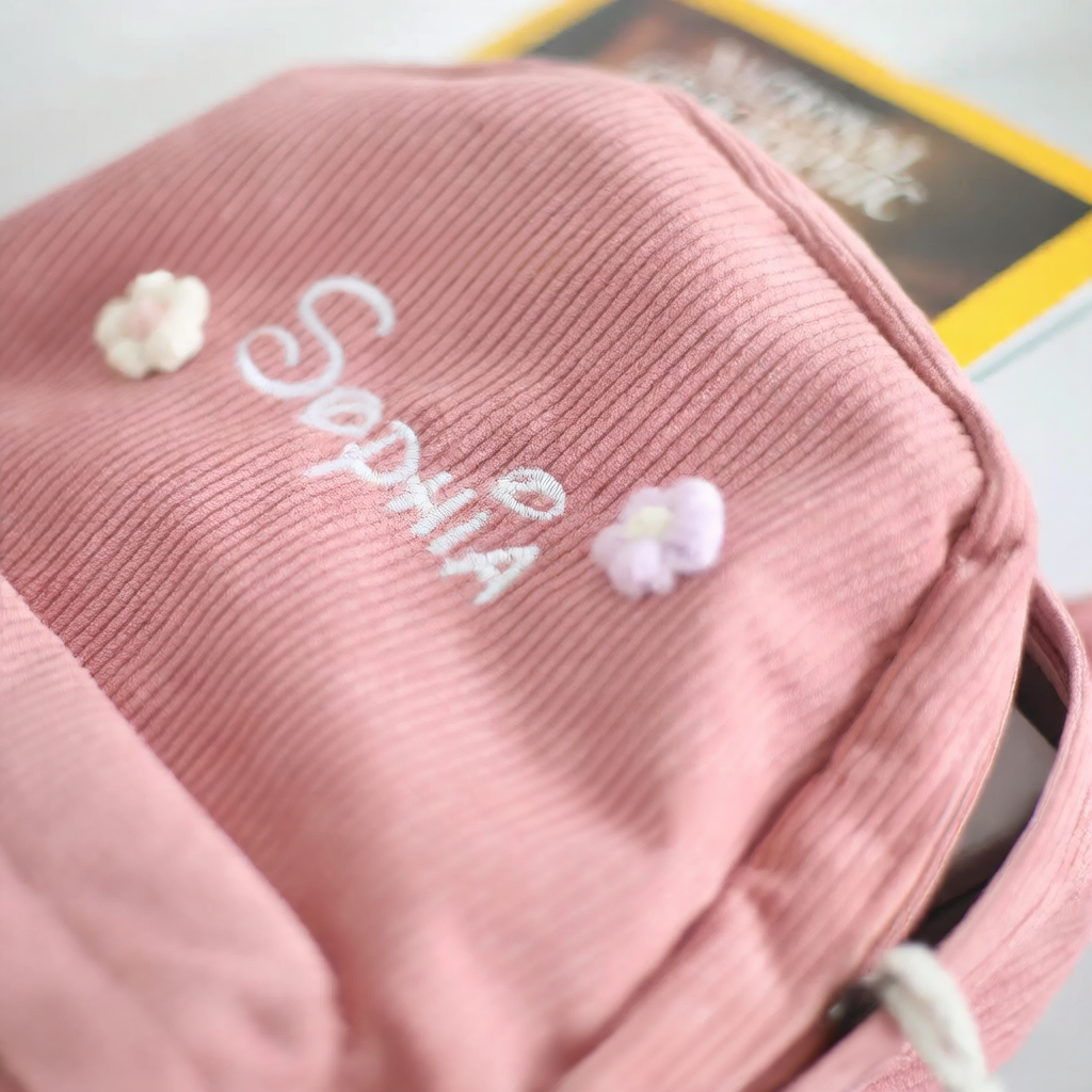 embroidered backpack