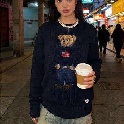 Embroidered Bear Knit Sweater