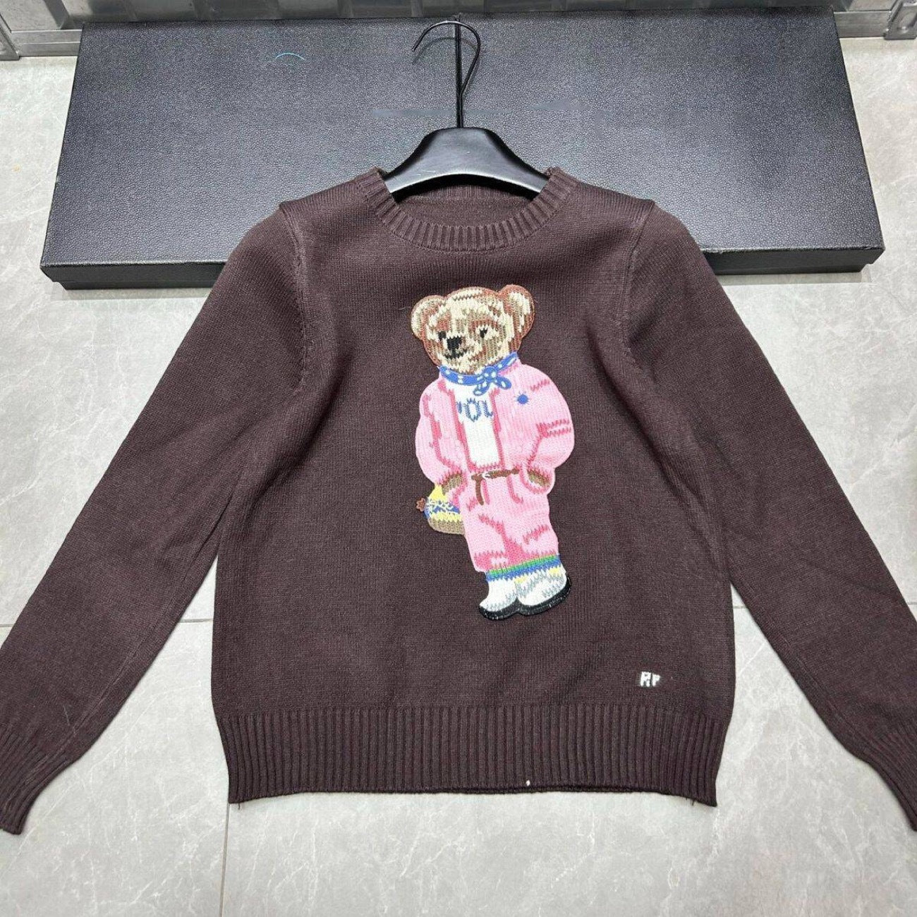 Embroidered Bear Knit Sweater