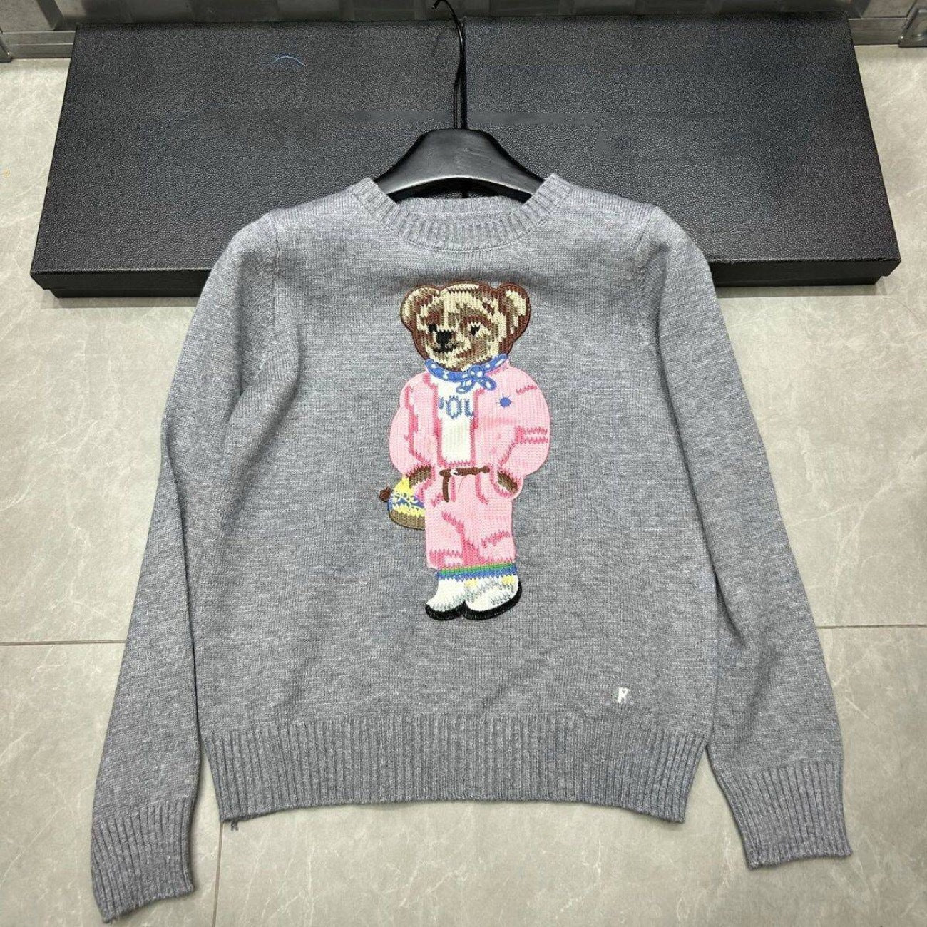 Embroidered Bear Knit Sweater