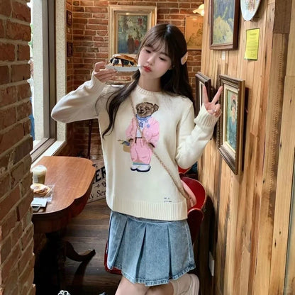 Embroidered Bear Knit Sweater