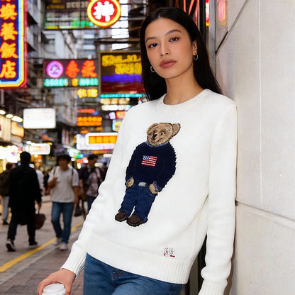 Embroidered Bear Knit Sweater
