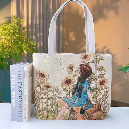 Embroidered Canvas Handbag