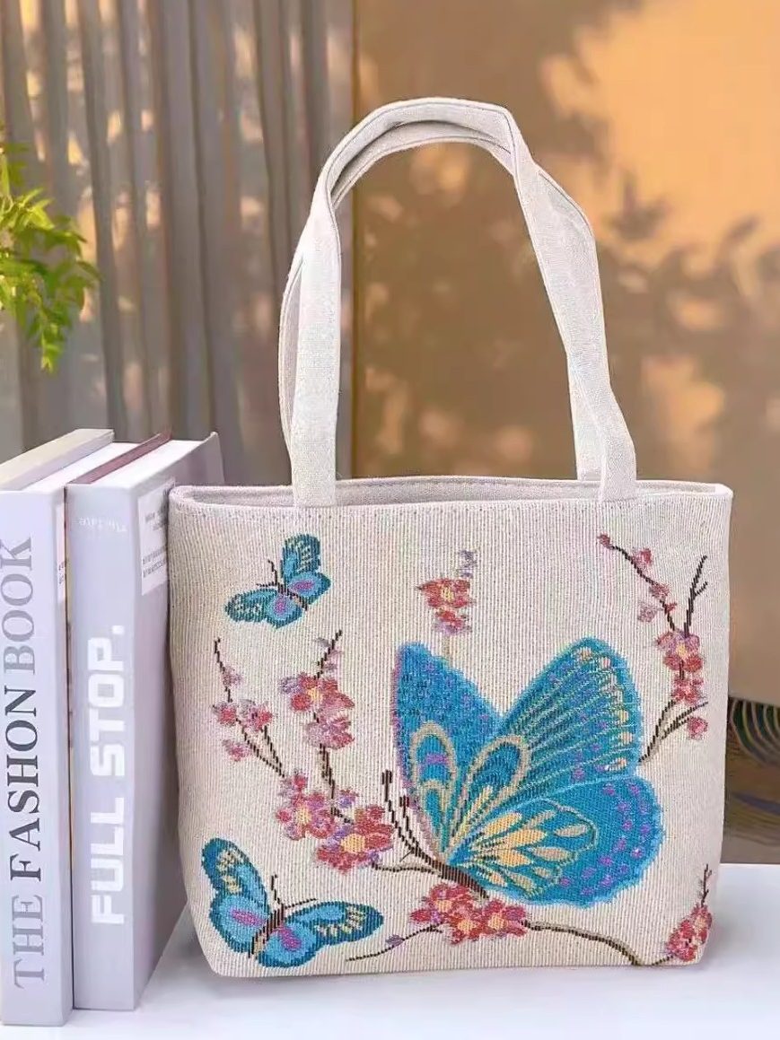 Embroidered Canvas Handbag
