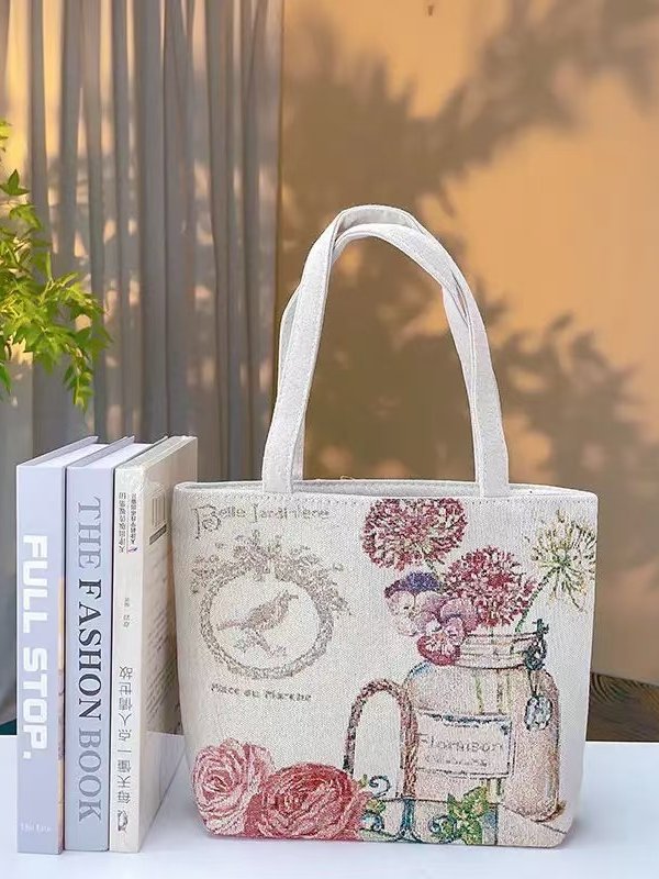 Embroidered Canvas Handbag
