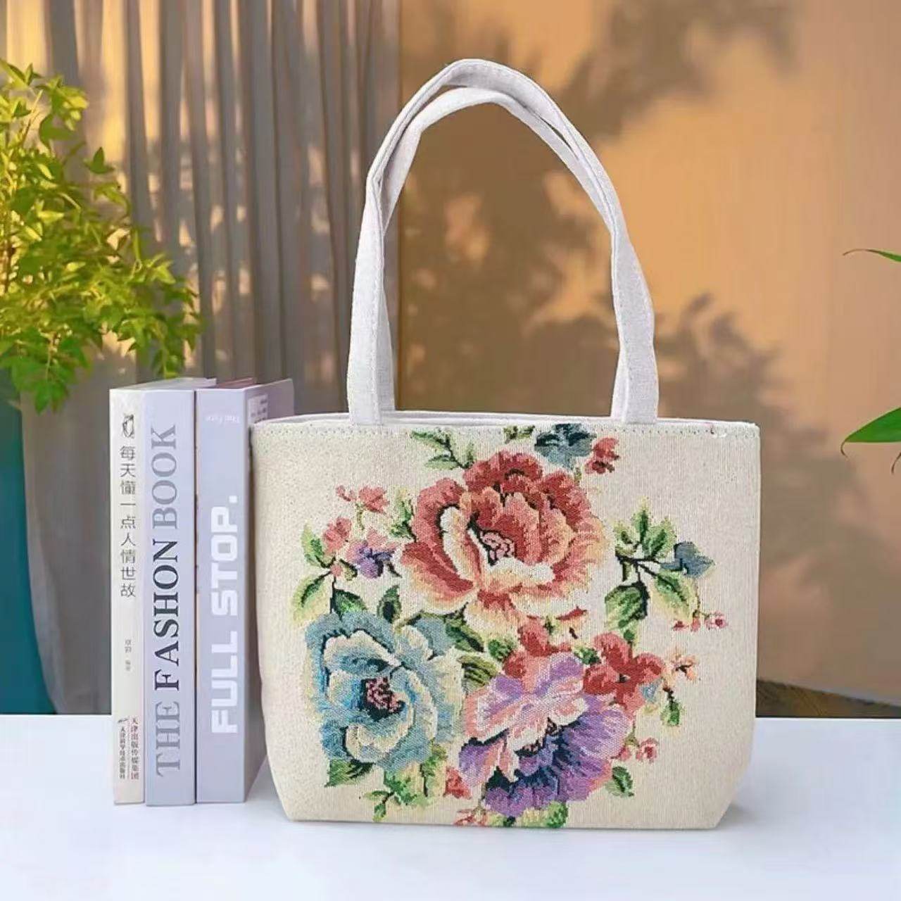 Embroidered Canvas Handbag