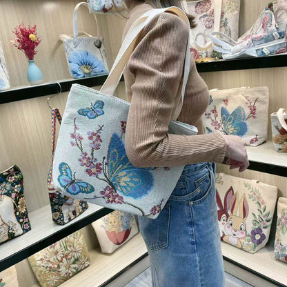 Embroidered Canvas Shoulder Bag