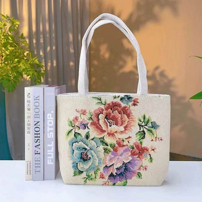 Embroidered Canvas Shoulder Bag