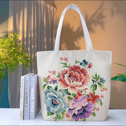 Embroidered Canvas Shoulder Bag