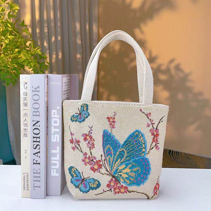 Embroidered Canvas Shoulder Bag