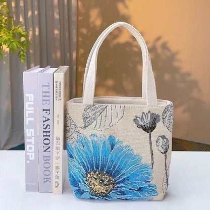 Embroidered Canvas Shoulder Bag