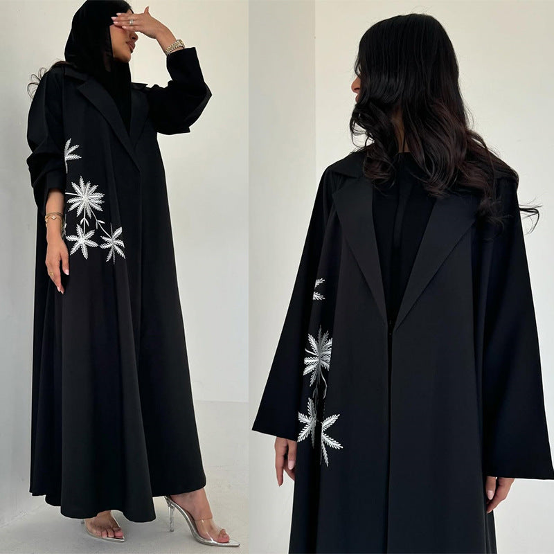 Embroidered cardigan robe