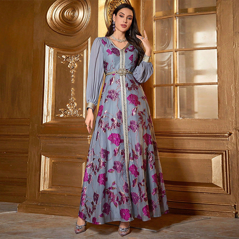 Embroidered chiffon dress