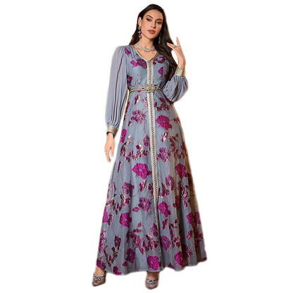 Embroidered chiffon dress