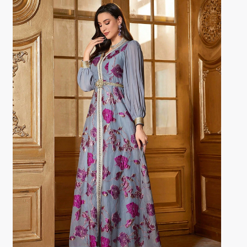 Embroidered chiffon dress