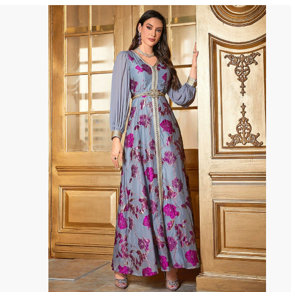 Embroidered chiffon dress