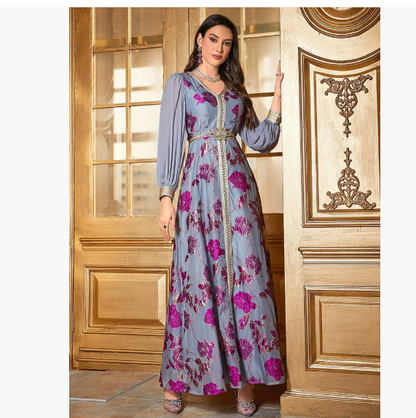 Embroidered chiffon dress