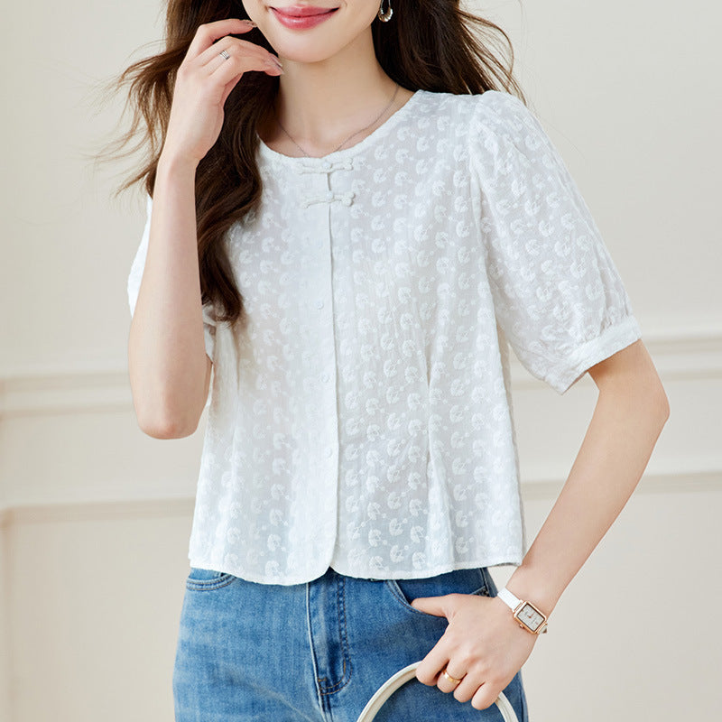 Embroidered Cotton Cardigan Shirt