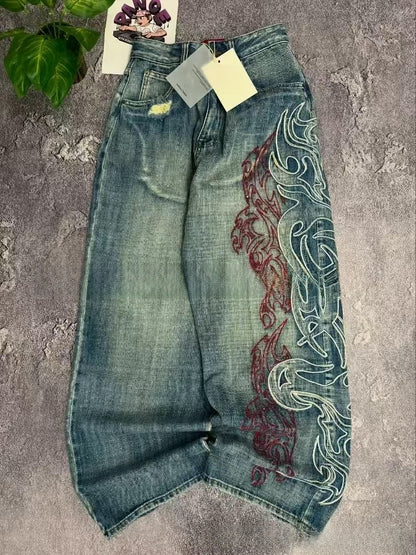 Embroidered Denim Pants
