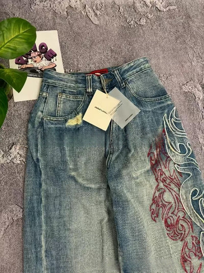Embroidered Denim Pants