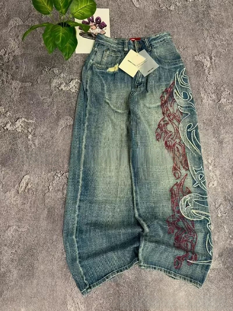 Embroidered Denim Pants