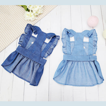 Embroidered Denim Pet Dress