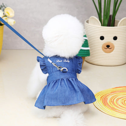 Embroidered Denim Pet Dress