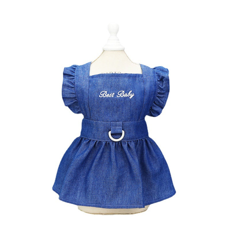 Embroidered Denim Pet Dress