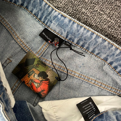 Embroidered denim shorts
