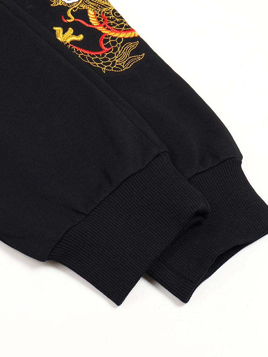 Embroidered dragon pattern casual pants