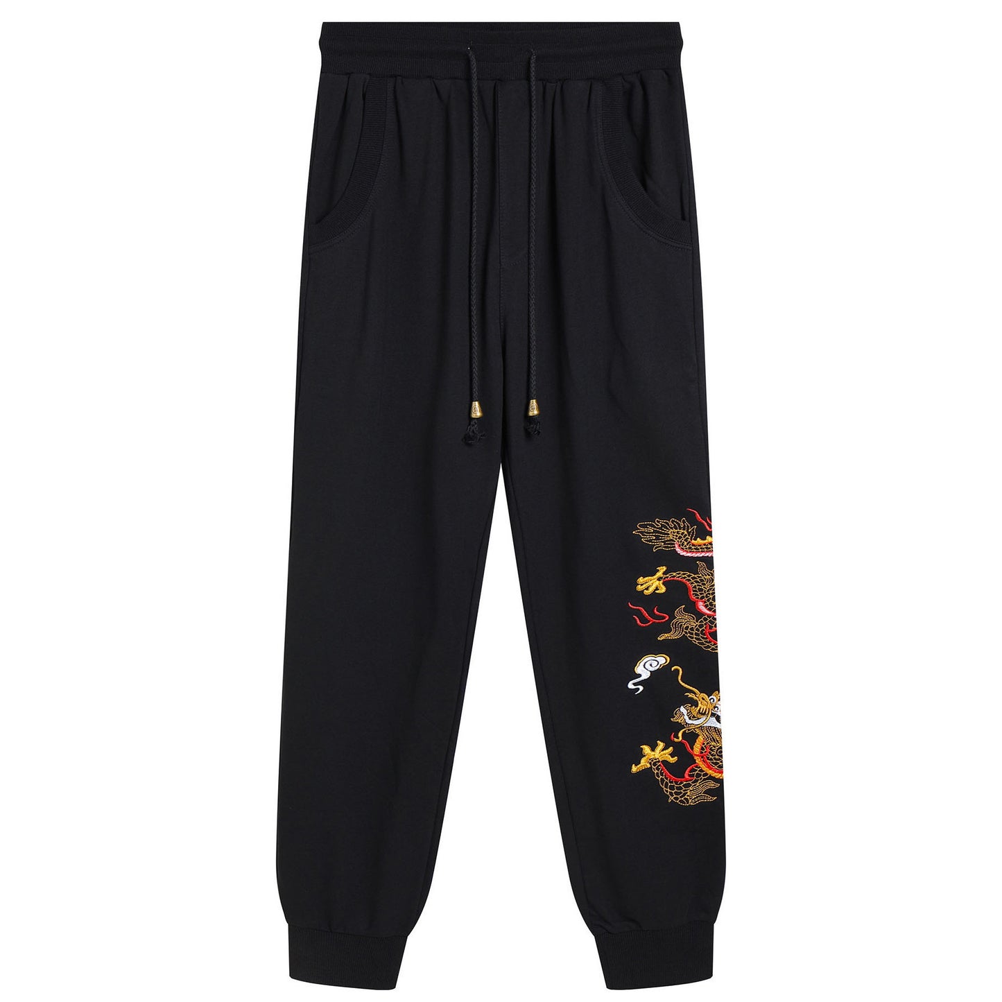 Embroidered dragon pattern casual pants