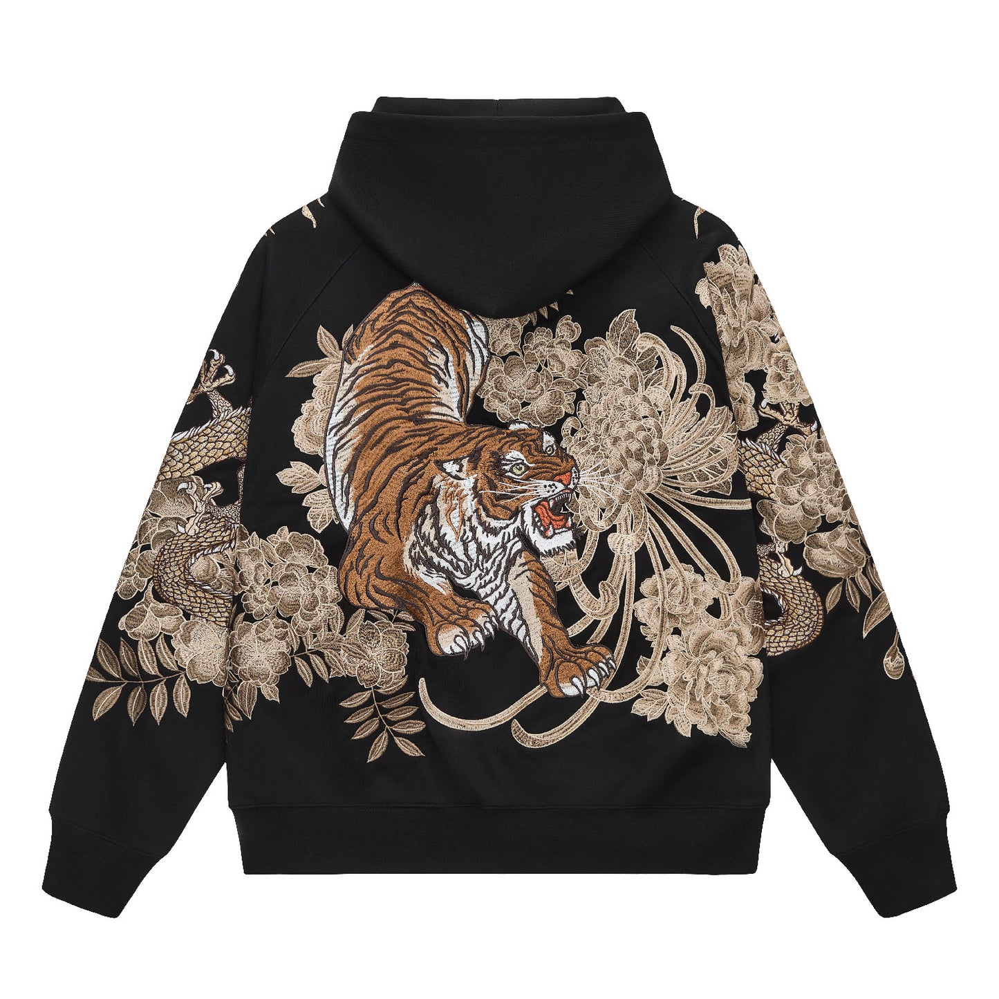 Embroidered Dragon Tiger Hooded Cardigan