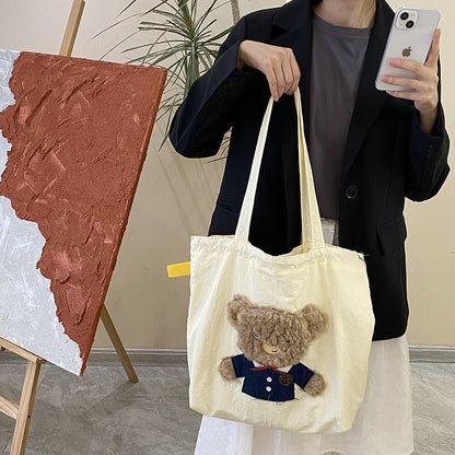 Embroidered Drawstring Tote Shoulder Bag