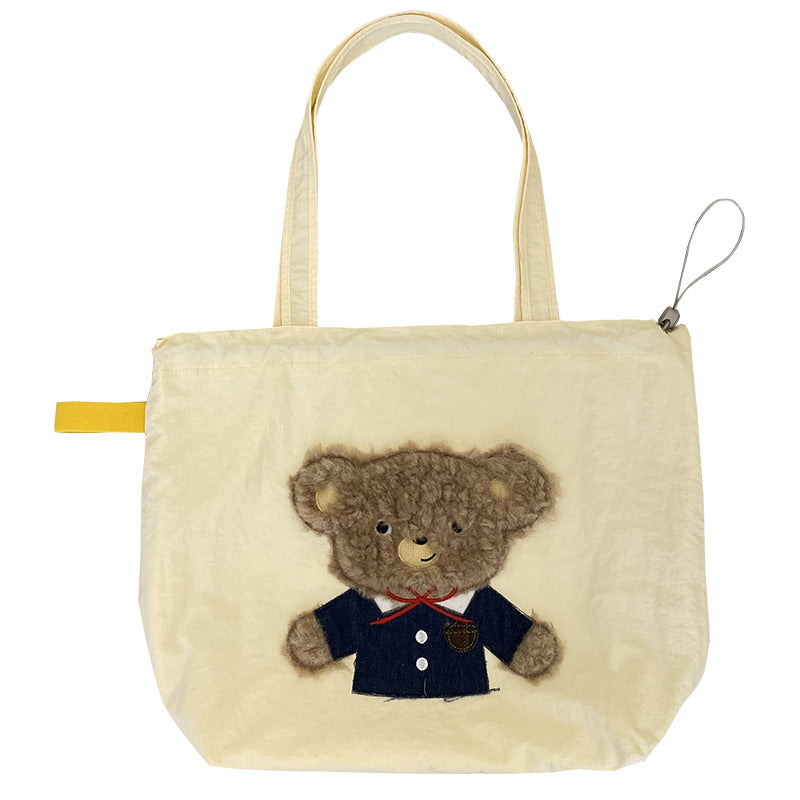Embroidered Drawstring Tote Shoulder Bag