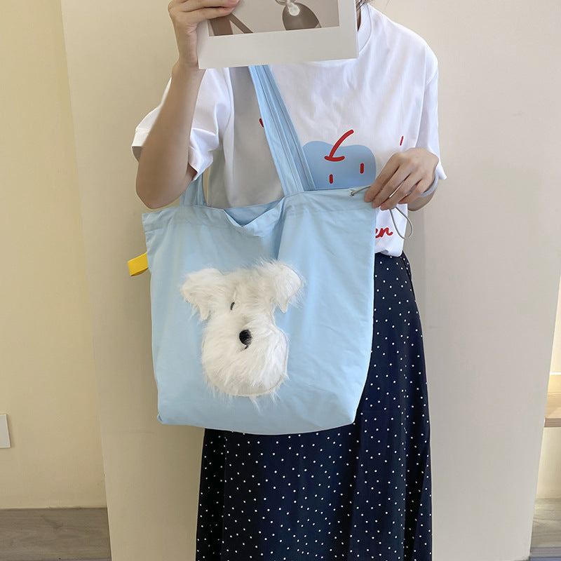 Embroidered Drawstring Tote Shoulder Bag