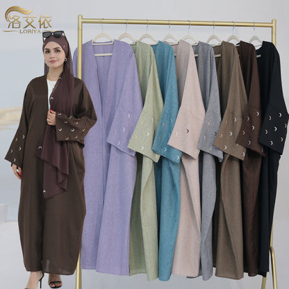 Embroidered elegant cardigan robe