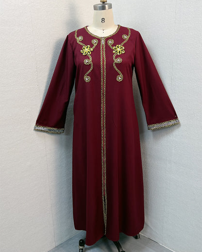 Embroidered floral dress and long robe