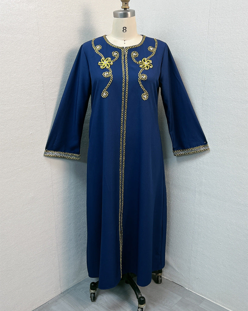 Embroidered floral dress and long robe