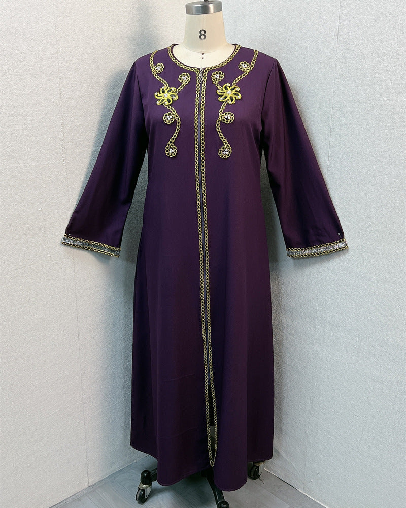 Embroidered floral dress and long robe