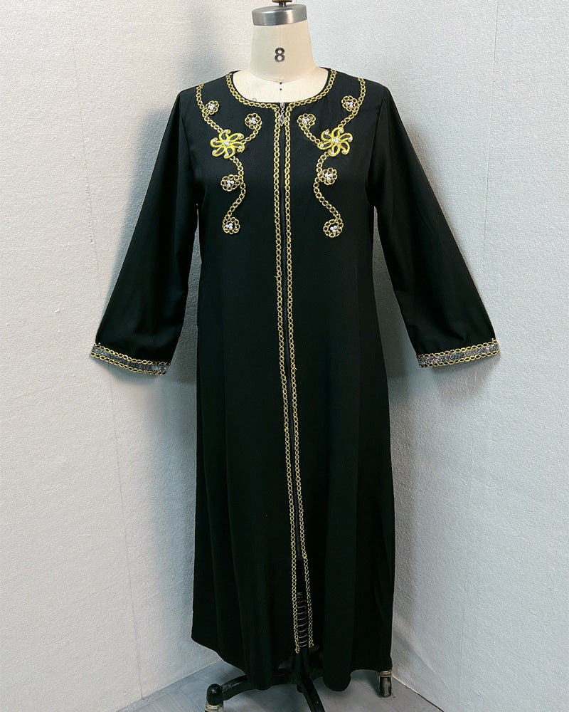 Embroidered floral dress and long robe