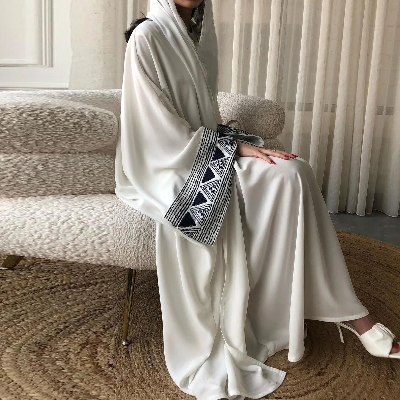 Embroidered floral robe