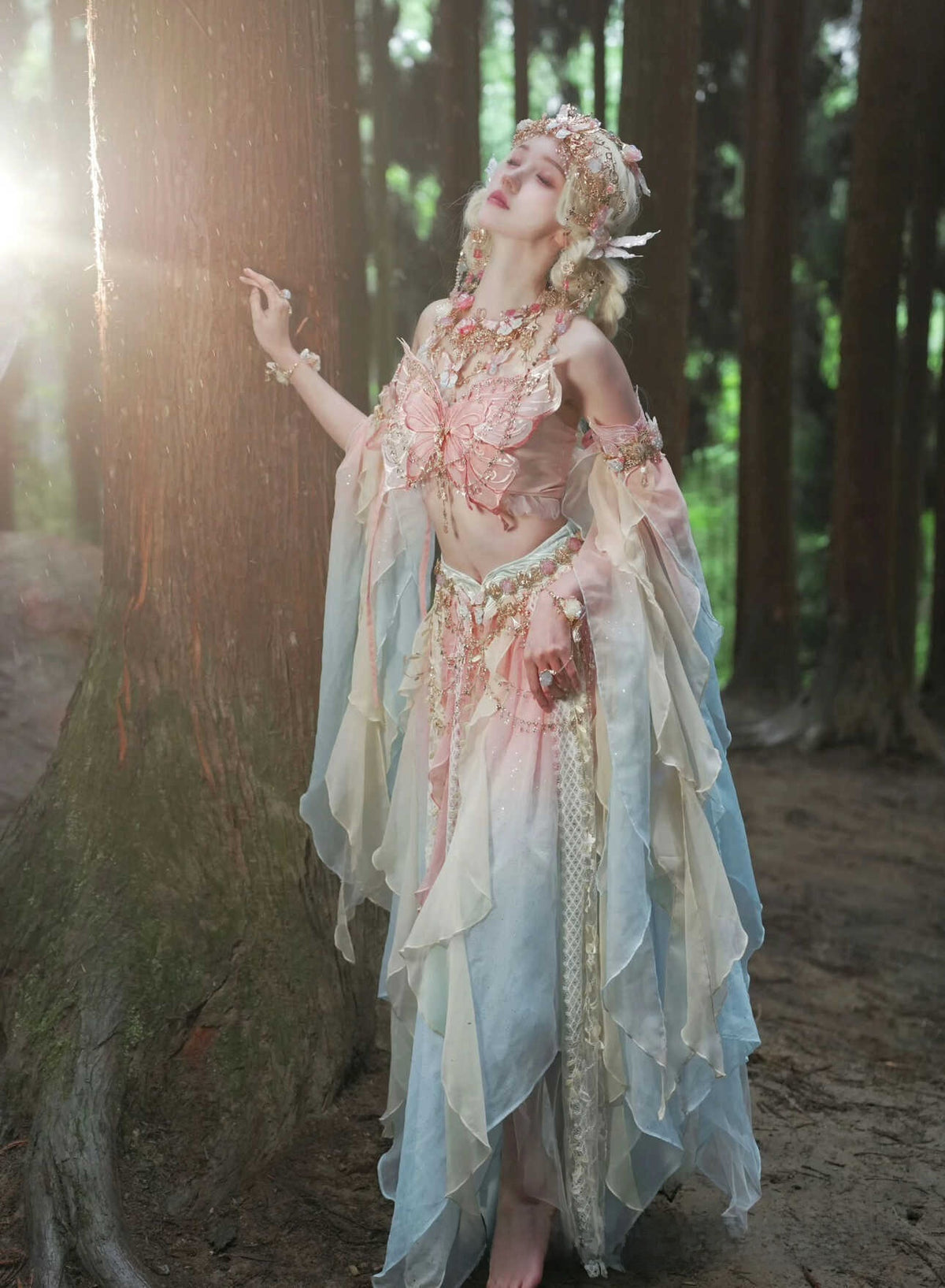 Embroidered Hanfu Dress with Butterfly Design